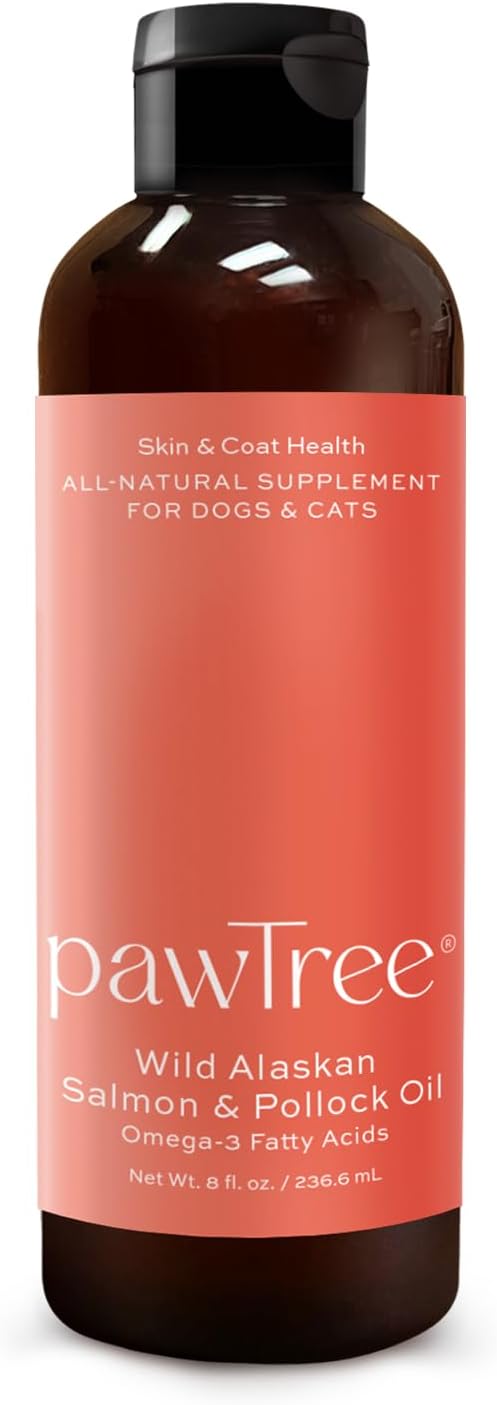 pawTree Salmon Oil-Dog and Cat Fish Oil Supplement-Ideal for Excessive Shedding Control, Seasonal Allergies, Itch Relief, Dry, Irritated Skin. with Heart-Healthy Omega-3 & Omega-6 Fatty Acids.