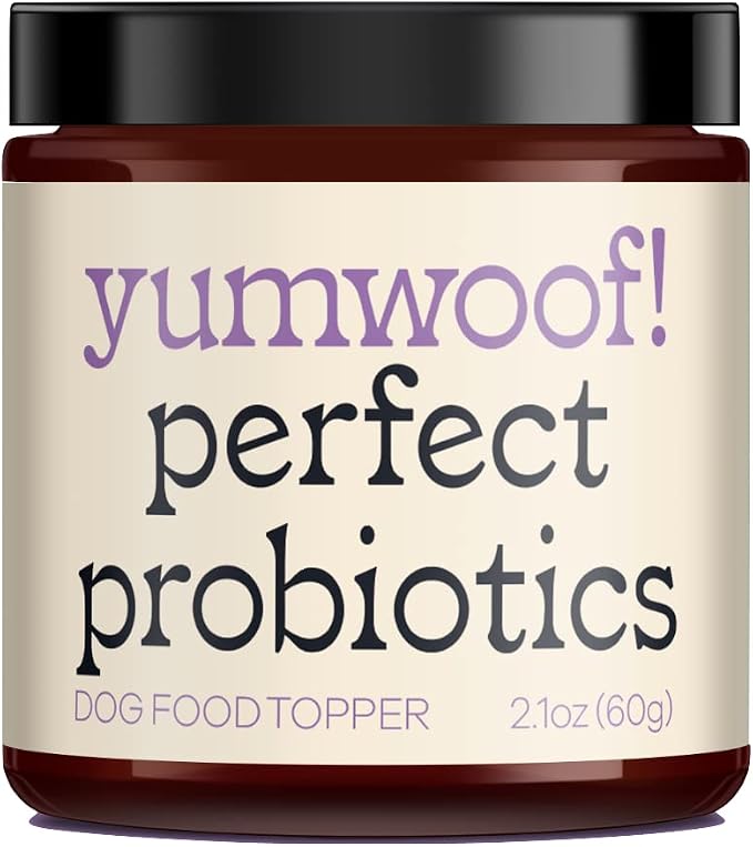 Yumwoof Perfect Probiotics Non-GMO, Human-Grade Dog Food Topper with Prebiotic Inulin & Pumpkin | Allergies, Digestion, Immunity, Diarrhea, Constipation | 9 Science-Backed Strains