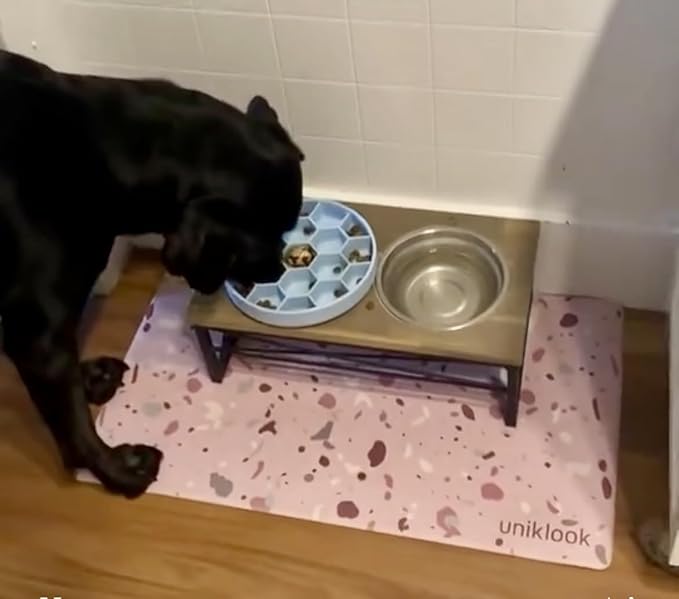 Large Pet Placemat, Dog Cat Food Water Bowls Mat Feeding Station Pet Safe 28" X 16.5" Waterproof Easy to Clean Dog Modern Designs Boho Uniklook