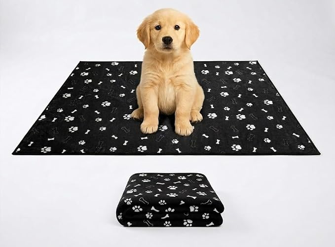 Muddy Mat® Washable Pee Pads for Dogs, Super Absorbent Reusable Puppy Pads–100% Waterproof Pee & Potty Training Pads for Pets, Non-Slip Dog Pads for Crates, Playpens and Floors - 4 Pack, Black 18"x24"