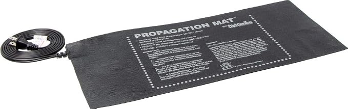 Dirt Genius Hydrofarm, 19006, Measures 8.88" x 19.5" UL Listed Propagation Mat 17 Watt, 8.875" x 19.5", Black