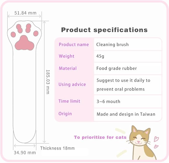 Cat Dental Brushing Toy - Dual Action Grooming and Teeth Cleaning, Professional Playful Tooth Brushing Tool with Catnip Flavor Suitable for All Cats Helps Maintain Oral Health (Main Pink)