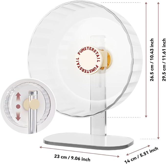 Super Silent Hamster Wheel 10.4 Inch, Magnetic Large Rat Wheel for Chinchilla, Gerbil, Guinea Pig, Cat, Mouse, Sugar Glider and Dwarf, Syrian Hamster Accessories (Cream White)