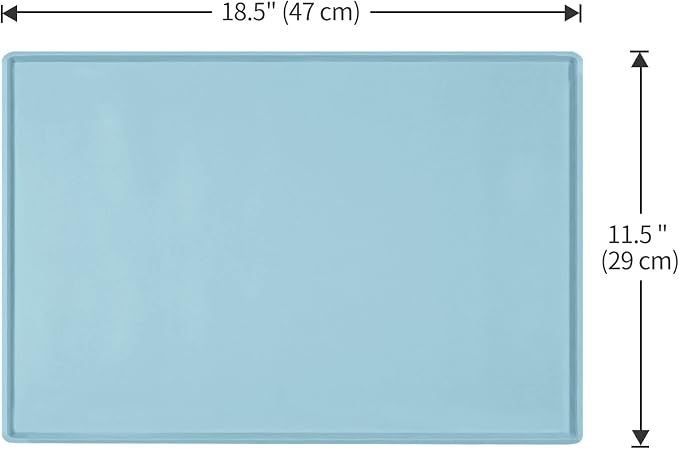Dog Food Mat,Silicone Waterproof Food Tray,Non Slip Pet Bowl Mats Placemat,0.6" Raised Edge,Suitable for Most Small and Medium Sized Pets,18.5" x 11.5"