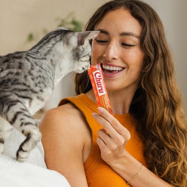 INABA Churu Lickable Purée Natural Cat Treats Gift Box - Salmon Recipe, 32 Tubes (4 Gift Boxes of 8 Tubes Each)