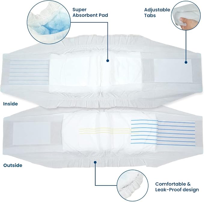 BV Dog Wraps Male Large (Waist 21-26in) Super Absorbent - 400 Count Disposable - Doggie Diapers with Wetness Indicator - Adjustable Male Dog Wraps - Ideal for Incontinence/Training