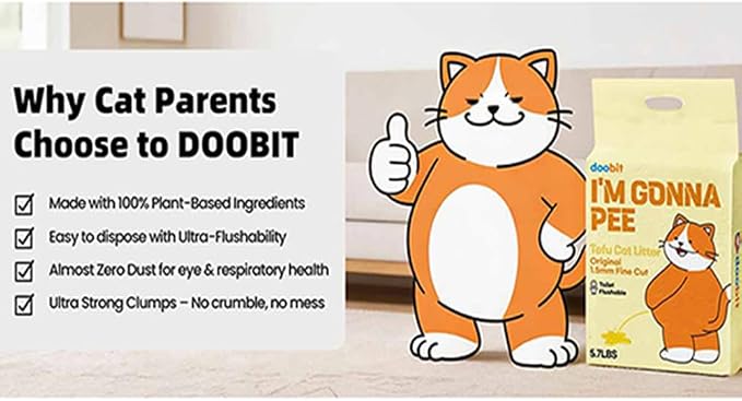 Natural Tofu Litter 11.4LB(5.7lb x 2pack) Korea Brand,Flushable,Dust Free,Less Scattering,Ultra Absorbent and Fast Drying,Solubility in Water,Cat Litter Clumping, I'm Gonna Pee
