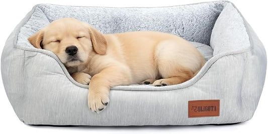 Small Dog Bed for Dogs with Cool to Touch Fabric， Soft Calming Cat Beds for Indoor Cats， Reversible Square Pet Bed for Puppy, Machine Washable Non-Slip Bottom S