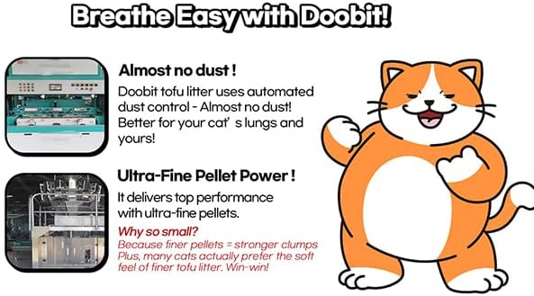 K-Brand DOOBIT, Cat Tofu Litter 22.8(5.7lb x 4pack),Natural,Clumping Litter,Non Toxic Low Tracking,1.5mm Fine Cut,Solubility in Water,Ultra Absorbent, Really Dust-Free,Less Scattering