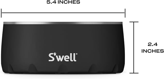 S'well Stainless Steel Pet Bowl, 16oz, Onyx, for Small to Medium Size Dogs, Mess Free Design with Non Slip Rubber Bottom, Dishwasher Safe, BPA Free