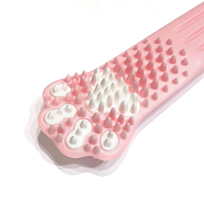 Cat Dental Brushing Toy - Dual Action Grooming and Teeth Cleaning, Professional Playful Tooth Brushing Tool with Catnip Flavor Suitable for All Cats Helps Maintain Oral Health (Main Pink)