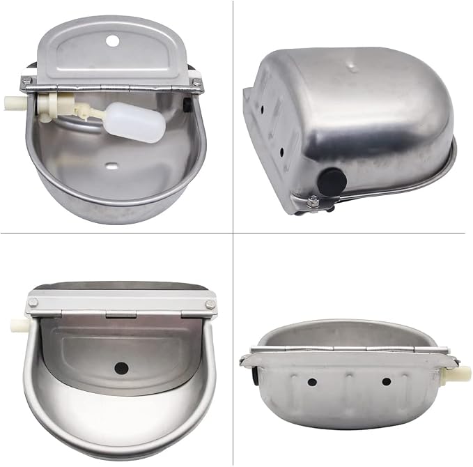 Automatic Cow Drinking Water Bowl, Stainless Steel Feeder Trough Dispenser Waterer for Pet Dog Horse Cattle Goat Sheep, with Float Ball Valves