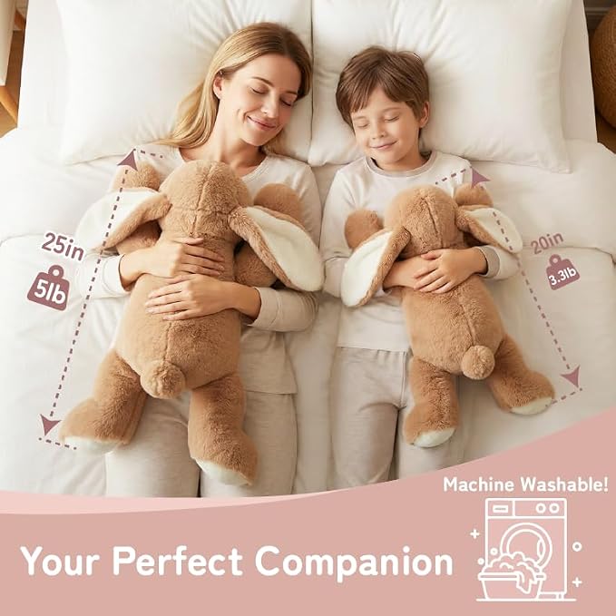 Niuniu Daddy 25" 5lb Bunny Weighted Stuffed Animal forKids and Adults, Soft Sensory Rabbit Plush Body Pillow for Calming Support, Large Animal Toy for Everyday Comfort Christmas Easter