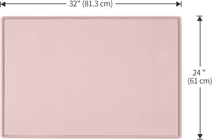 Dog Food Mat,Silicone Waterproof Food Tray,Non Slip Pet Bowl Mats Placemat,1" Raised Edge,Suitable for Most Small and Medium Sized Pets,32" x 24"