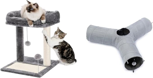 PAWZ Road 3 Way Cat Tunnel Bundle with Cat Scratching Post Bed