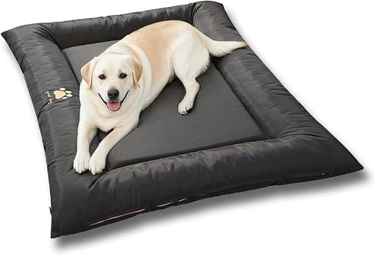 SOMAHE Large Dog Bed with Removable Washable Cover - Orthopedic XL Dog Crate Pad, Waterproof Oxford Fabric, Non-Slip Bolster Bed for Large Dogs, 42x28 Inch, Black