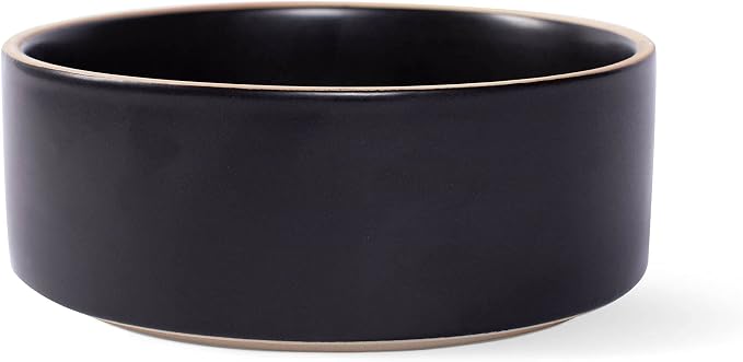 Fringe Studio Deep Charcoal Medium Minimal Stoneware Pet Bowl (479101)