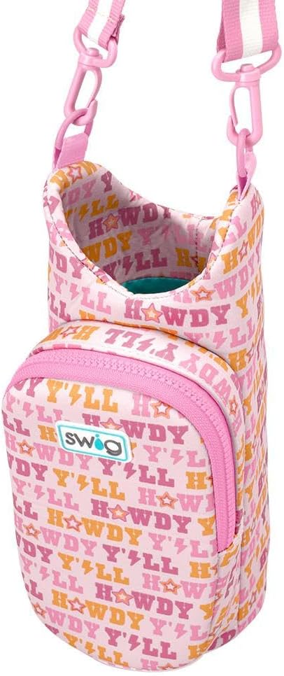 Swig Life Water Bottle Sling Bag, Water Bottle Holder with Adjustable Strap, Carrier Bag with Zippered Phone Pocket, Holds 36oz (Howdy Yall)