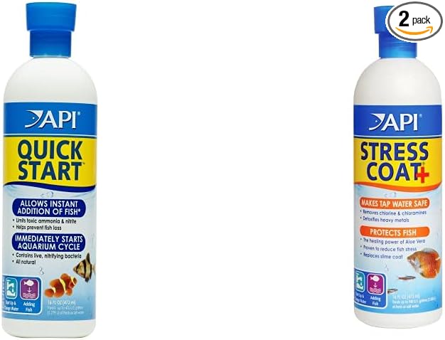 API Quick Start Freshwater and Saltwater Aquarium Nitrifying Bacteria 16-Ounce Bottle Stress Coat Aquarium Water Conditioner 16-Ounce Bottle