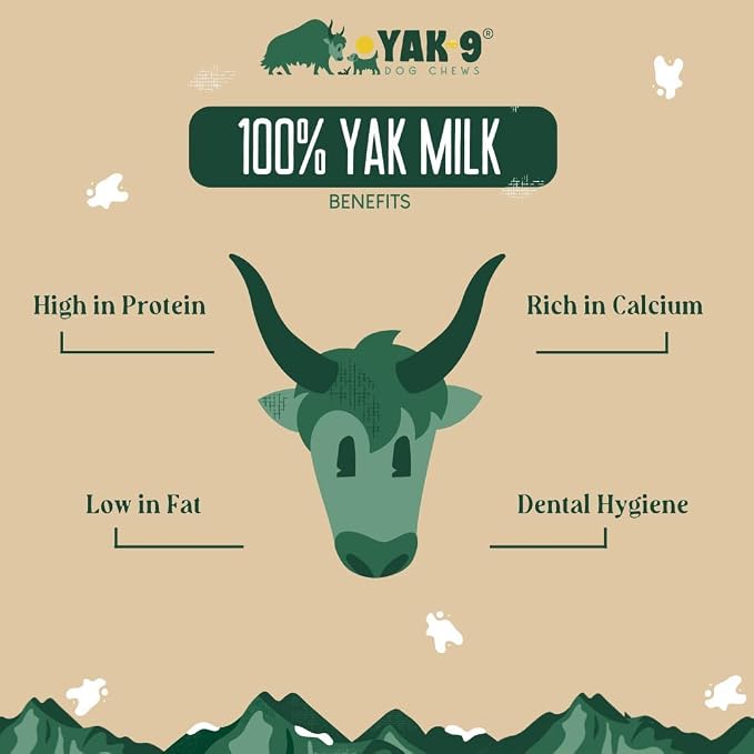 Yak9 Yak Cheese Himalayan Dog Chew | High Protein, Non Rawhide Dog Chews Long Lasting | Non GMO, Gluten Free, Grain Free | Large Cow & Yak Milk Dog Chew,1 PC