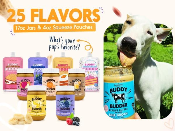 BUDDY BUDDER Pumpkin Pup + Ruff Ruff Raw Red Dog Enrichment Mat Combo, 100% All Natural Peanut Butter, Healthy Dog Treats, Made in USA (Set of 2 / 17oz Jars + Lickmat)