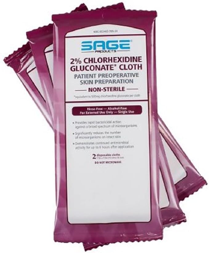 Sage 2% Chlorhexidine Gluconate (CHG) Cloths - Each (1 package of 3)