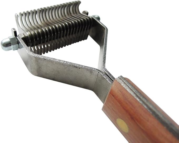 Mars Coat King Original Dematting Undercoat Grooming Rake Stripper Tool for Dogs and Cats, Stainless Steel with Wooden Handle, Made in Germany, 20-Blade