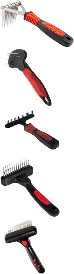 Pro Dog Grooming Undercoat Deshedding Pin Rake Combs Fur and Coat Control (2 Row Rake Comb)