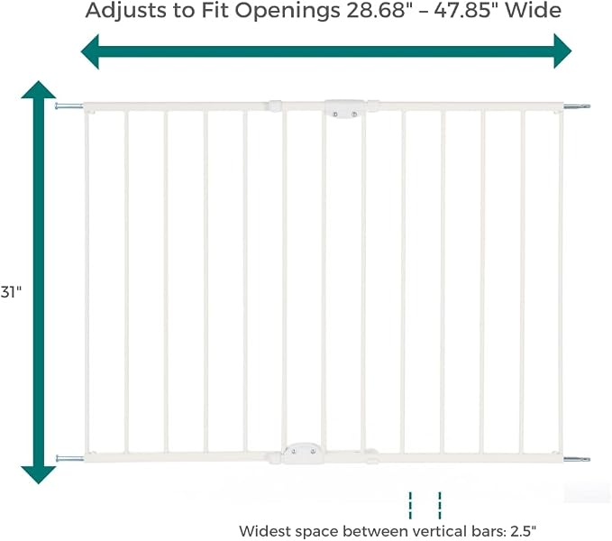 MYPET ClearPath Wide Staircase & Hallway Pet Gate: 28.7"-47.9" Wide Hardware Mounted Top of Stairs Gate with Safety Latch; 31" Tall, White