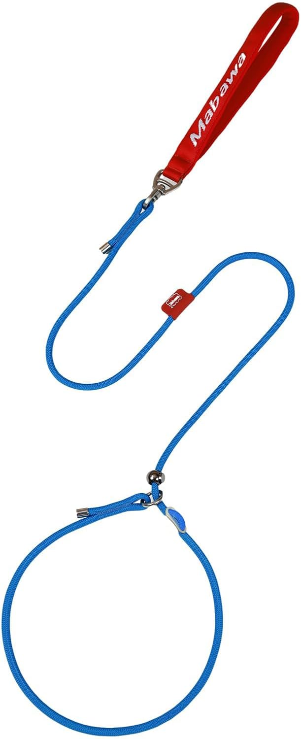 Dog Anti-Slip Leash 5FT with Metal Stopper - Durable No-Pull Training Lead for Small, Medium & Large Dogs - Comfortable Handle Nylon Rope, Tangle-Free Pet Walking Leash (Blue, 5 FT)