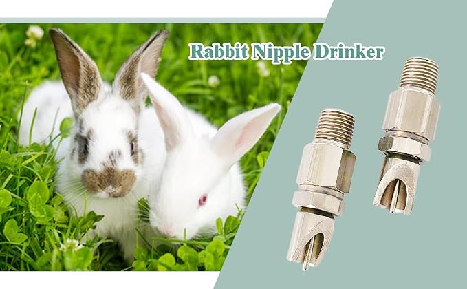Threaded Stainless Steel Rabbit Nipples Rodent Nipples Waterer Automatic Rabbit Waterer Watering System Animal Supplies Breeding Supplies (Grey, 6)