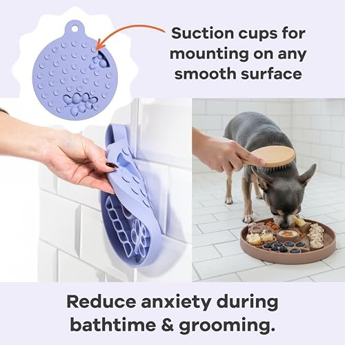 Smorgasboard 2-Pack Bundle – Silicone Dog and Puppy Lick Mat and Slow Feeder with Suction Cups - Non-Slip, Dishwasher Safe Pet Dishes - Extend Mealtimes for Fast Eaters - for Wet & Dry Food