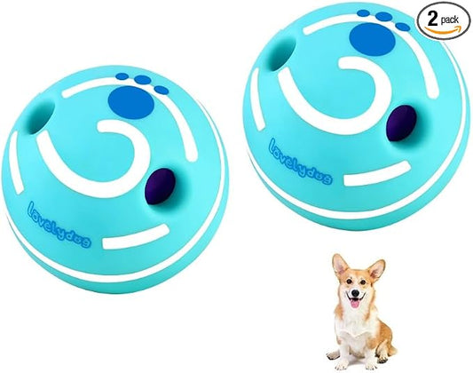 Wobble Giggle Ball for Dogs Durable Interactive Dog Toys for Small Medium Large Dogs (Blue/White, XL/5.12 inch)
