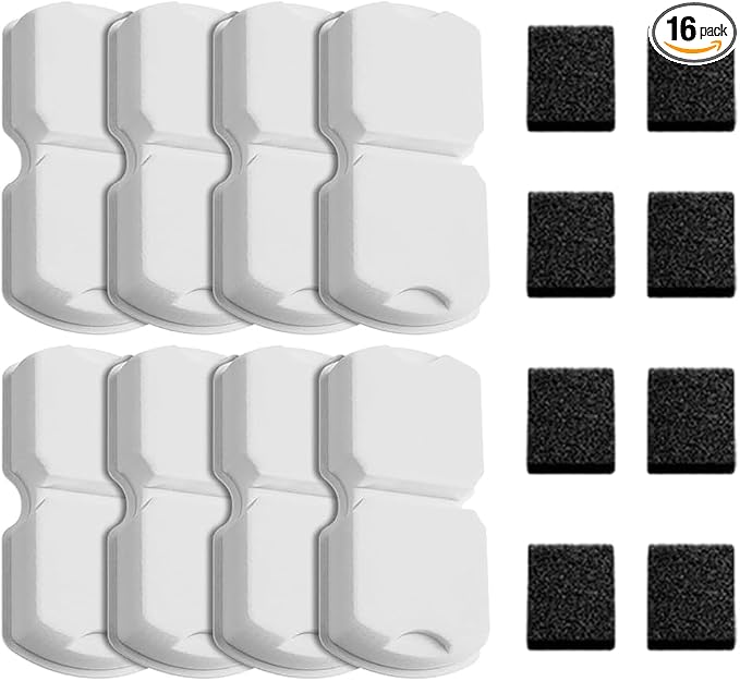 Cat Fountain Filters Replacement: 16 Pet Water Fountain Filter - 4 Months Set of Replacement Filters for ATMZIQXR Cat Water Fountains S18 - Contains 8 Carbon Filter + 8 Sponges Filter