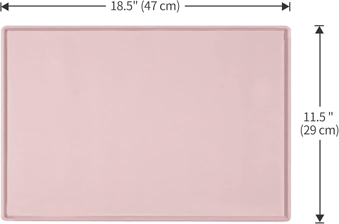Dog Food Mat,Silicone Waterproof Food Tray,Non Slip Pet Bowl Mats Placemat,0.6" Raised Edge,Suitable for Most Small and Medium Sized Pets,24" x 16"