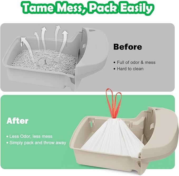 SZEE 120 Pack Automatic Waste Bags Compatible with Litter Box Robot 3/4 and Other Automatic Cat Litter Box, Waste Drawer Liners Bags Heavy Duty, Thick Self-cleaning Cat Litter Box Liners