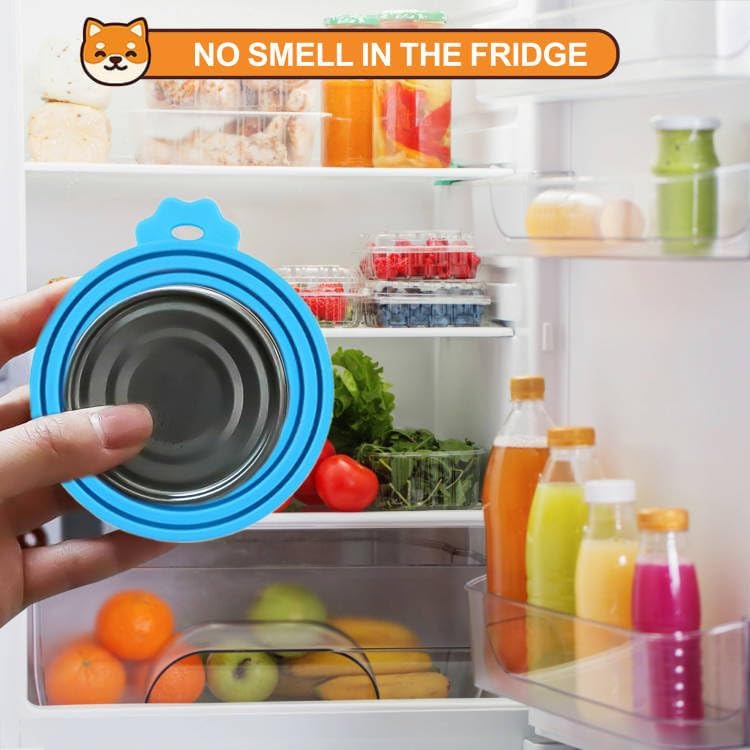 3 Pack Pet Food Can Covers, Silicone Universal Can Lids for Dog & Cat Food, BPA Free, One Fit Most Standard Size Can Lids Top Blue/Green/Black