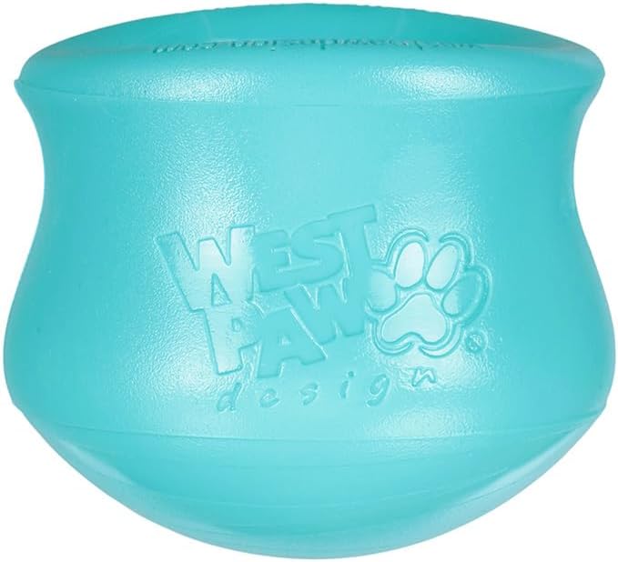 WEST PAW Zogoflex Toppl Interactive Treat Dispensing Puzzle Dog Toy for Mental Stimulation & Enrichment-Holds Kibble & Treats-Lickable, Freezable & Dishwasher Safe-Made in USA-XL-Teal