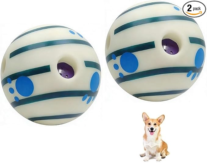 Wobble Giggle Ball for Dogs Durable Interactive Dog Toys for Small Medium Large Dogs (White (Glow in the Dark), XL/5.12 inch)