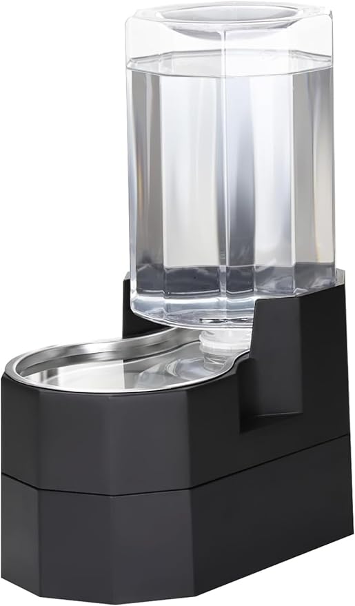 Sfozstra Gray 7L Raised Gravity Dog Water Dispenser with Stainless Steel Bowl – BPA-Free, Leak-Proof & Spill-Proof, Easy-Clean, for Senior Dog Comfort, for Bedroom or Garden