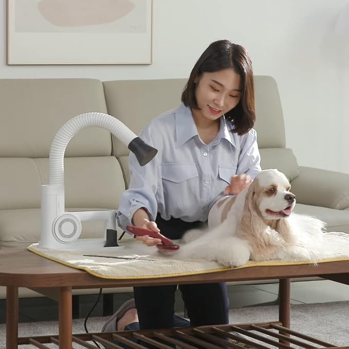 DUZ V3 Professional Quality Pet Dryer: 2-in-1 Portable & Hands-Free Grooming, Low-Noise & Stress-Free Drying, Multi Speed & Temperature, Comfortable for All Dogs and Cats
