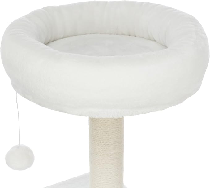 TRIXIE Seli Cat Tree – Cat Tower with Sisal Posts, Condo, Padded Platforms & Hanging Toy – Cat Furniture for Indoor Cats – Cream, 21.1" x 21.1" x 59.1"