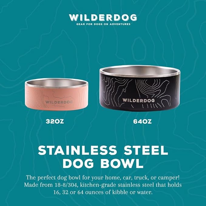 Widlerdog Stainless Steel Dog Bowl with Extra Durable Kitchen-Grade BPA-Free Stainless Steel with Non-Slip Rubber Ringed Bottom (Rose, 64 oz)