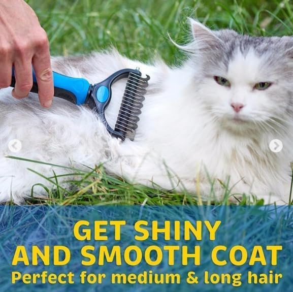 Nvroome ShdAway Professional Deshedding Tool - 2026 New Undercoat Rake Pet Brush Removes Tangles Knots (Blue)