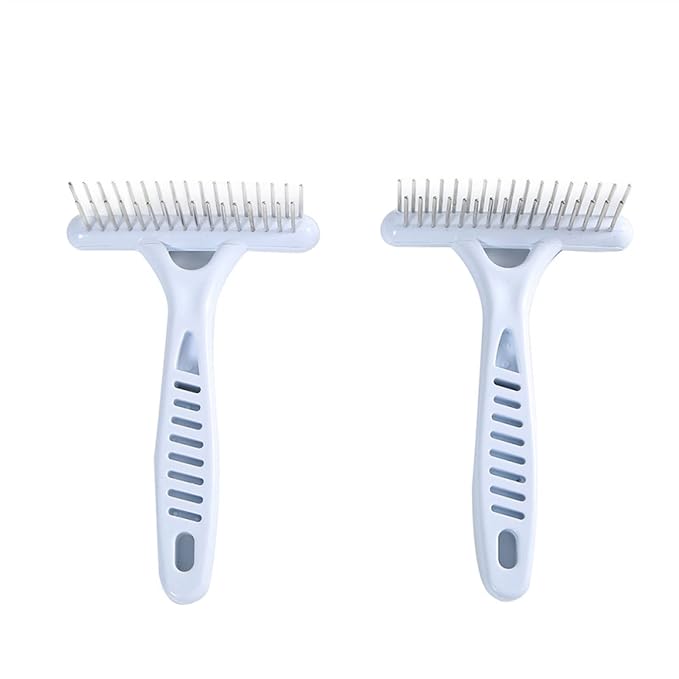 2PCs Pet Dog Brush Short Long Thick Hair Fur Shedding Remove Cat Groom Smooth Rake Comb Cleaning Tool