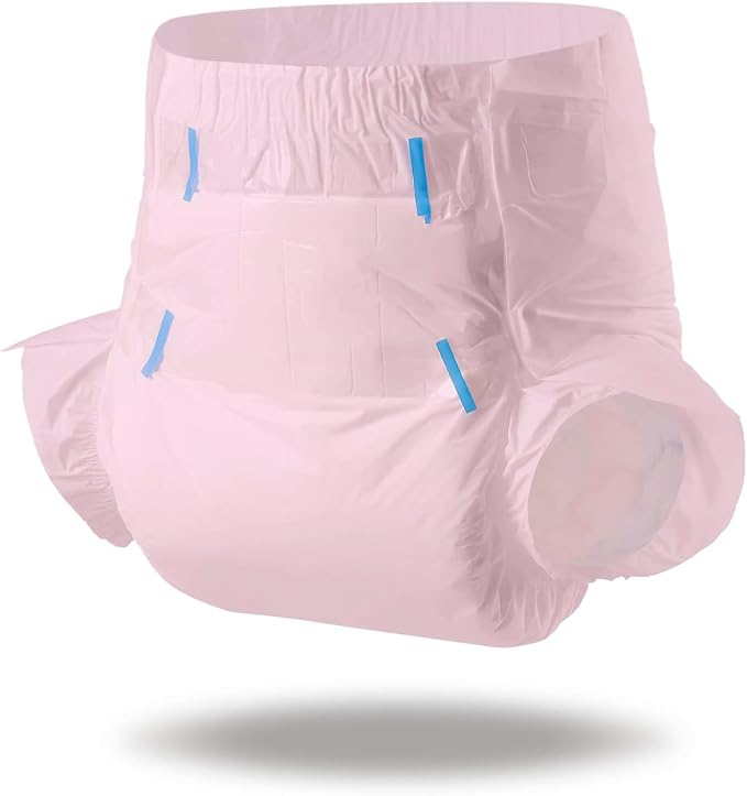 CutiePlusU Disposable Diaper Protective Underwear Absorbent Briefs Dry Surface - Pink 10 Pieces (Medium 28"-38")