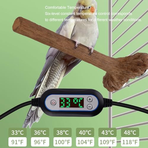 Haofy Heated Bird Perch for Parrots, Birds, G1 1/4" Hamsters - 5W Multifunctional Stand with Constant Temperature Control and Energy Efficiency