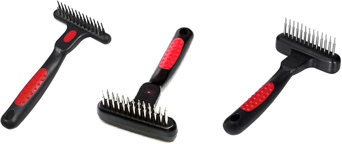 PUREPET Pro Dog Grooming Undercoat Deshedding Pin Rake Combs Fur and Coat Control (4.5" Magic Spring Rake)