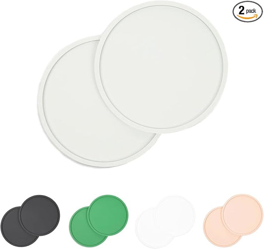 Waggo Habit Silicone Dog Placemat – Set of 2 Modern Heavyweight Silicone Dog Food Mats, Dishwasher Safe, Non-Slip, Solid Color – Light Grey (Medium, 7")