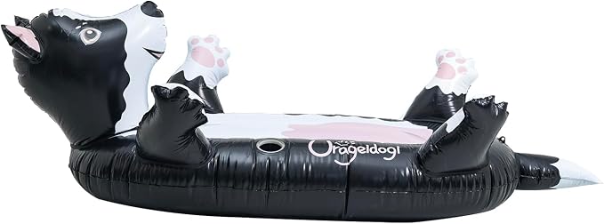 Summer Inflatable Black Dog Pool Float for Teens, Adults, and Pets